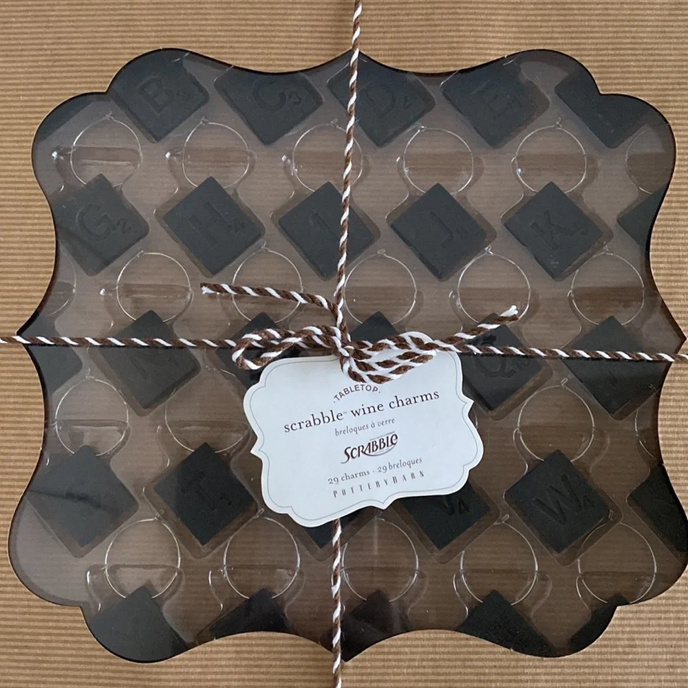 Pottery Barn Tabletop SCRABBLE wine Charm Set